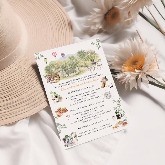 Invitation Temecula Wine Country Bachelorette Itinerary (Créateur téléchargé)