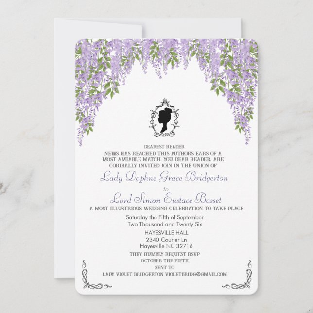 Invitation Température minimale de régence Wisteria Floral Ro (Devant)