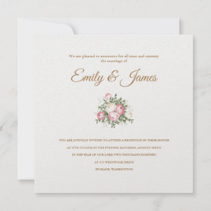 Invitation Temple Rose vintage Réception de mariage Invitatio