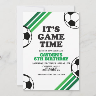Invitation Temps de jeu de football Bandes vertes Anniversair