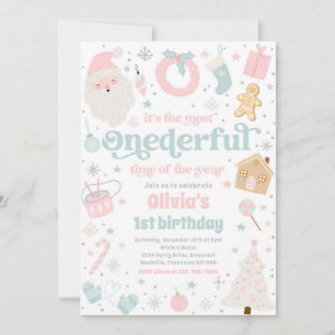 Invitation Temps le plus impensable Noël 1er anniversaire fêt