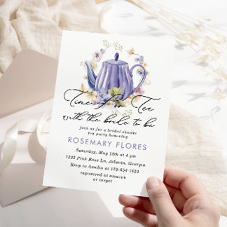 Invitation Temps Pour La Fête des mariées Florale Violet De T