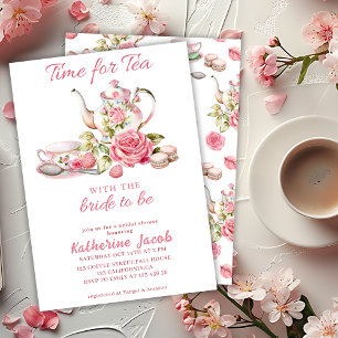 Invitation Temps pour le thé vintage Fête des mariées florale