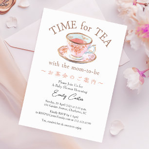 Invitation Temps pour Tea Baby shower Teacup Rose rose Floral