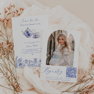 Invitation Temps pour Tea Toile Photo Code QR Baby shower