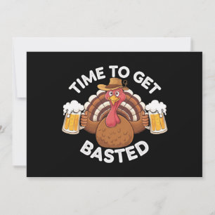 Invitation Temps To Get Basted Funny Beer Thanksgiving Turkey