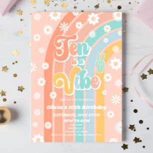 Invitation Ten Is A Vibe Rainbow Daisy 10th Birthday Party