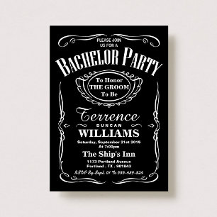 Invitation Tendance Black & White Typographie Bachelor Party