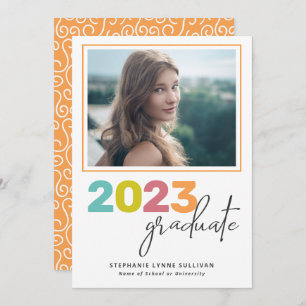 Invitation Tendance coloré Lettres Moderne Grad Party