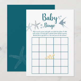 Invitation Tendance de couleur sous la mer Baby Shower Bingo