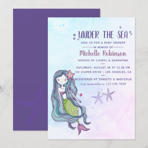 Invitation Tendance de couleur sous la mer thème de Baby Show