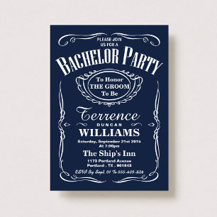 Invitation Tendance de la typographie de marine Bachelor Part