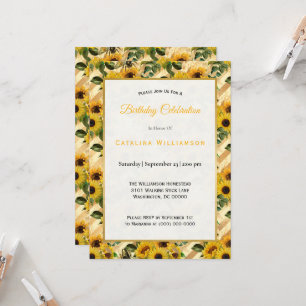Invitation Tendance des abeilles de tournesol jaune rayé Anni