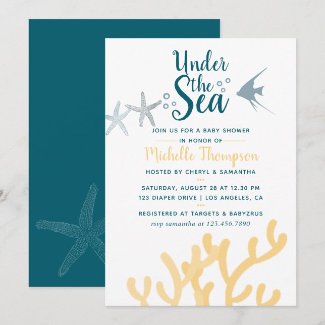 Invitation Tendance des couleurs Sous le Baby shower à thème  (Devant / Derrière)