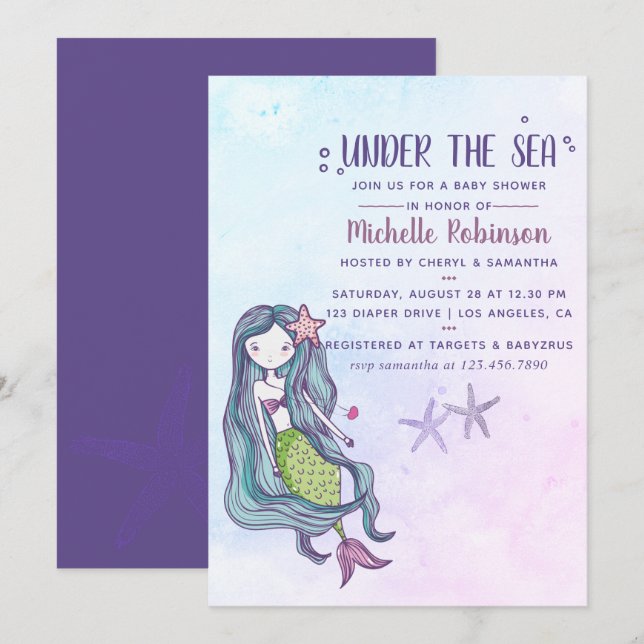 Invitation Tendance des couleurs Sous le Baby shower à thème  (Devant / Derrière)