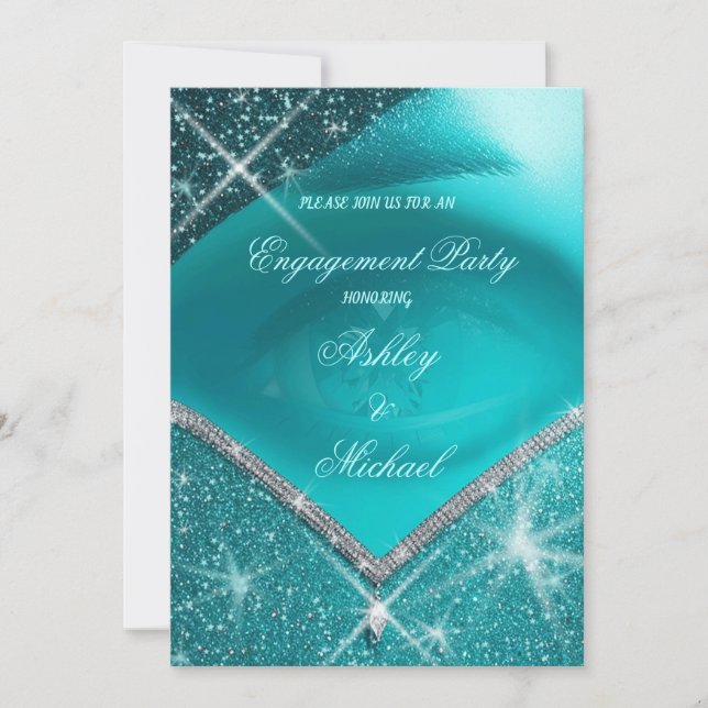 Invitation tendance EyE turquoise vert luxe sophistiqué (Devant)