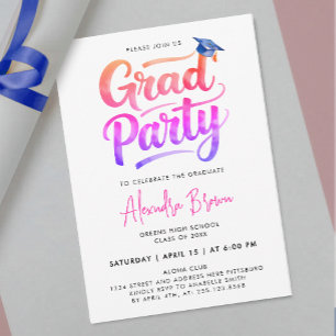 Invitation Tendance Féminin Rose Violet Pinceau Peinture Scri