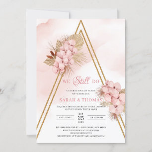 Invitation Tendance Fleurs de palmier séchées Orchidée rose b