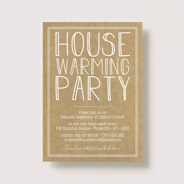 Invitation Tendance Kraft Typographie Fête du réchauffement d (Créateur téléchargé)