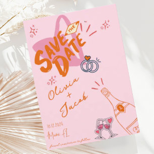 Invitation Tendance main tiré rose Scribble amusant Enregistr
