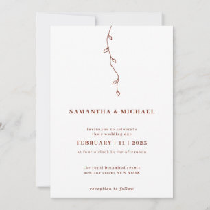 Invitation Tendance Mariage simple feuille 2023