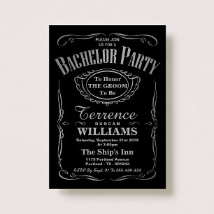 Invitation Tendance Metallic Argent Typographie Bachelor Part