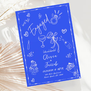 Invitation Tendance Quirky Fun Blue Main Drake Engagement Par
