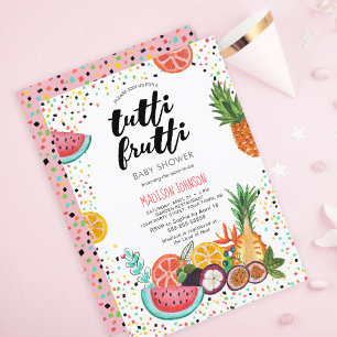 Invitation Tendance Rose Baby shower Tropical Tutti Frutt