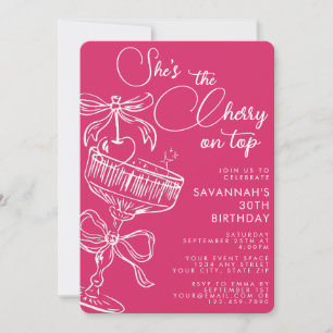Invitation Tendance Rose Elle est la cerise sur le gâteau 30e