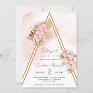 Invitation Tendance Rose Pâle Orchidée Brunch en Palmier Séch