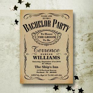Invitation Tendance Typographie Vintage Bachelor Party