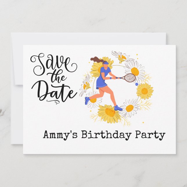 Invitation Tennis Anniversaire Enregistrer la date (Devant)