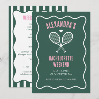 Invitation Tennis Bachelorette party preppy green