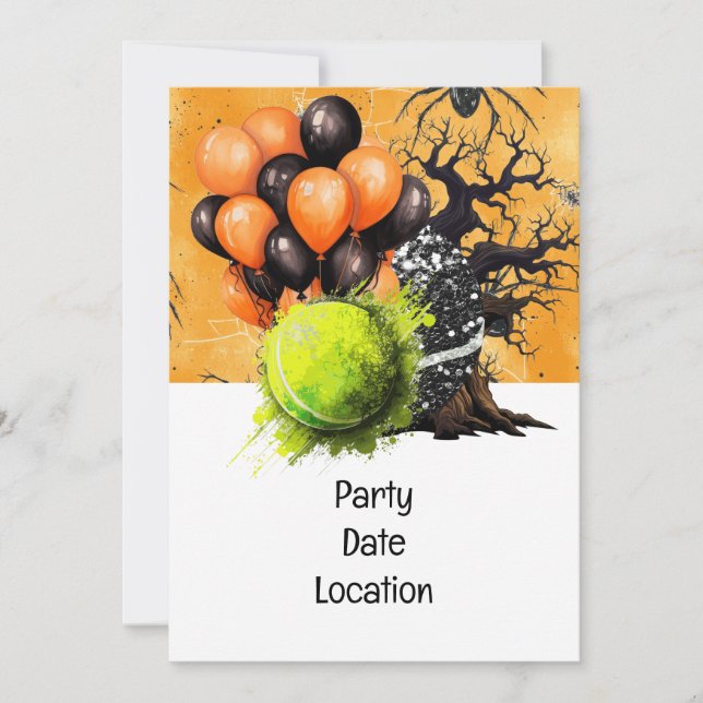 Invitation Tennis Halloween Plaques de papier de partie Invit (Devant)