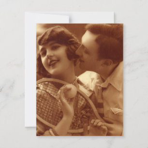 Invitation Tennis Sportif Vintage, Mariage Économisez la Date