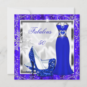 Invitation Tenue bleu royal argenté pour soirée Fabulous 50 T