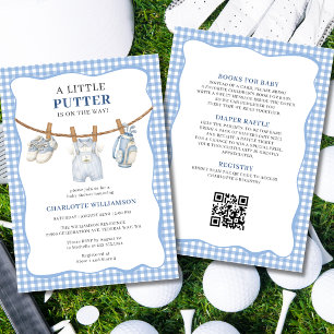 Invitation Tenue de golf bleue tout-en-un pour baby shower