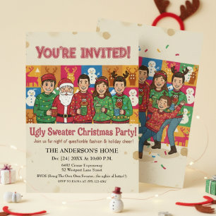 Invitation Tenue décontractée de Noël avec un vieux pull moch