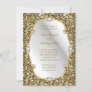 Invitation Tenue élégante à paillettes dorées pour une fête d