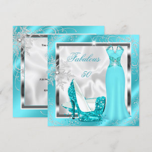 Invitation Tenue fabuleuse pour une fête des 50 ans Robe bleu