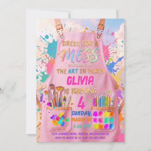 Invitation Tenue pour une fête d'anniversaire avec peinture a