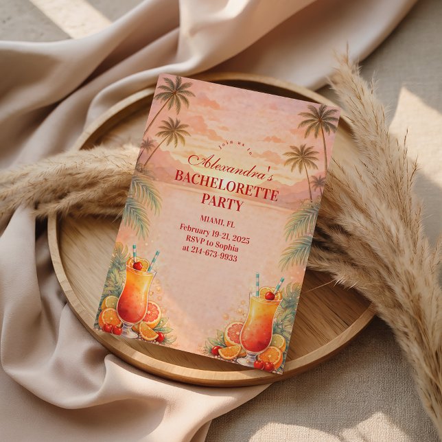 Invitation Tequila Sunrise Palm Paradise Bachelorette Party (Créateur téléchargé)