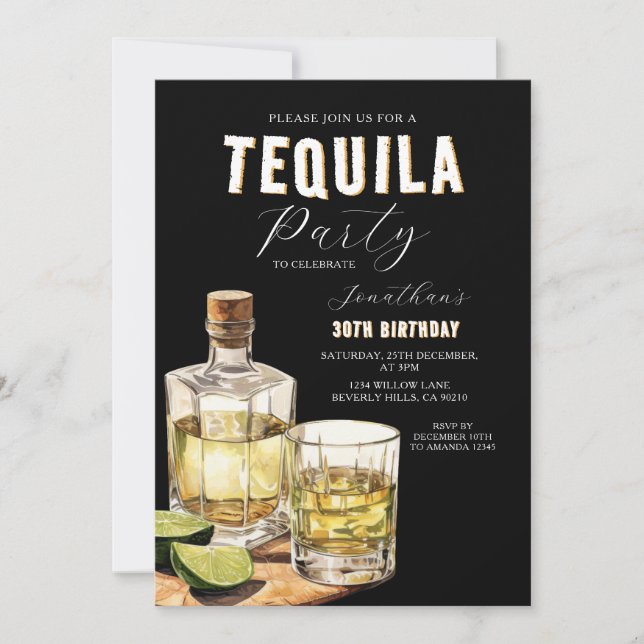 Invitation Tequila Tasting Adult Birthday Surprise Party (Devant)