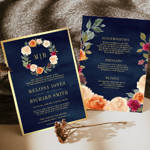 Invitation Terme couronne florale tout en un Mariage de marin