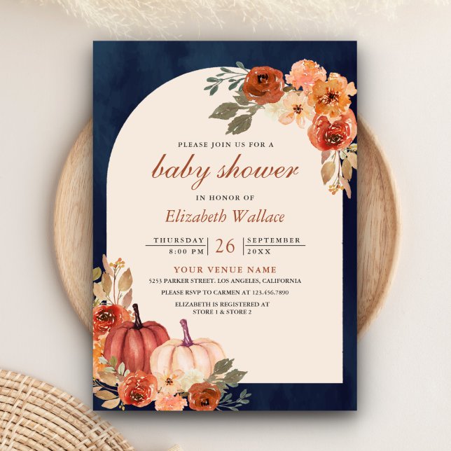 Invitation Terme Floral Terracotta Citrouille Baby shower de  (Créateur téléchargé)