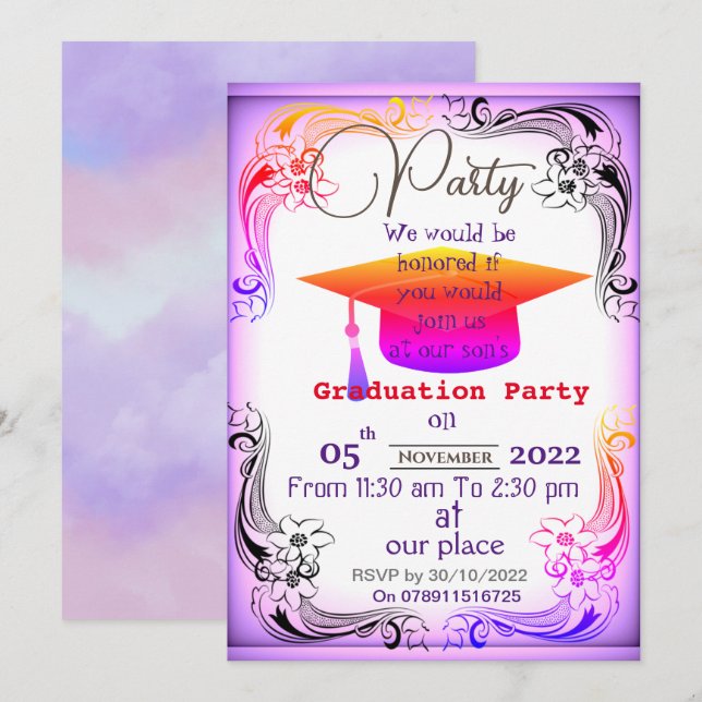 Invitation Terminer le diplôme (Devant / Derrière)
