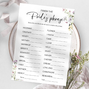Invitation Terminer Le Jeu De Fête des mariées Phrase Brides