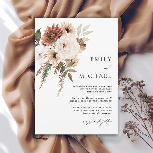 Invitation Terra Cotta Boho Mariage de automne Floral