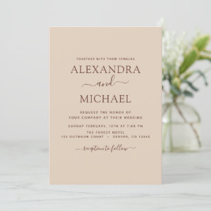 Invitation Terra Cotta Boho Mariage Moderne Simple