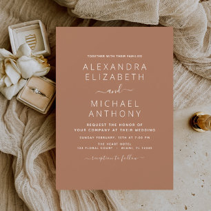 Invitation Terra Cotta Boho Mariage Moderne Simple